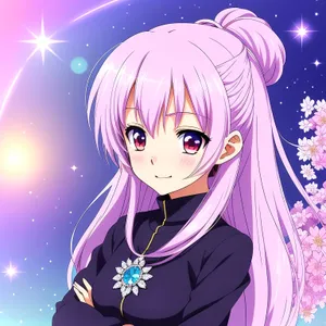 Mystical Moon Charm - Cute Fashion Model with Artistic Hair