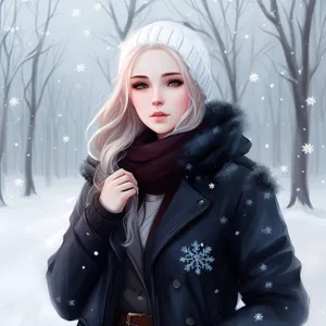 Smiling Lady Enjoying Winter Snow in Stylish Jacket