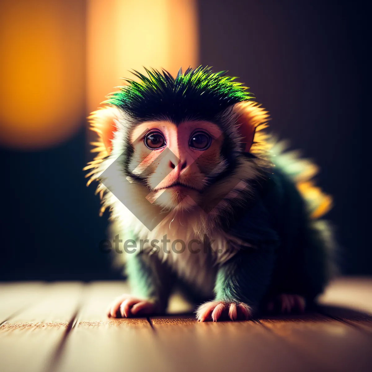 Picture of Adorable primate portrait featuring cute, wild monkey