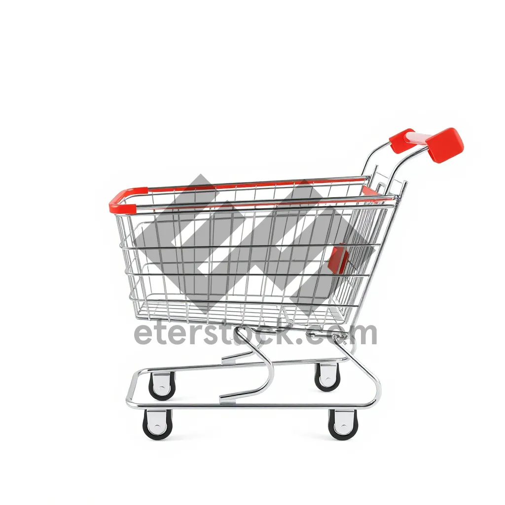 Picture of Empty shopping cart in supermarket aisle