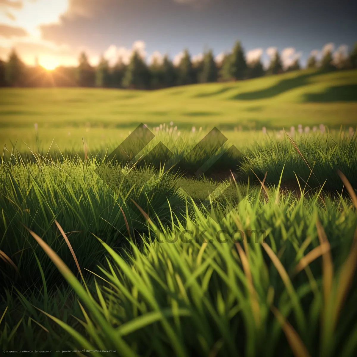 Picture of Golden Wheat Field Under Clear Blue Sky