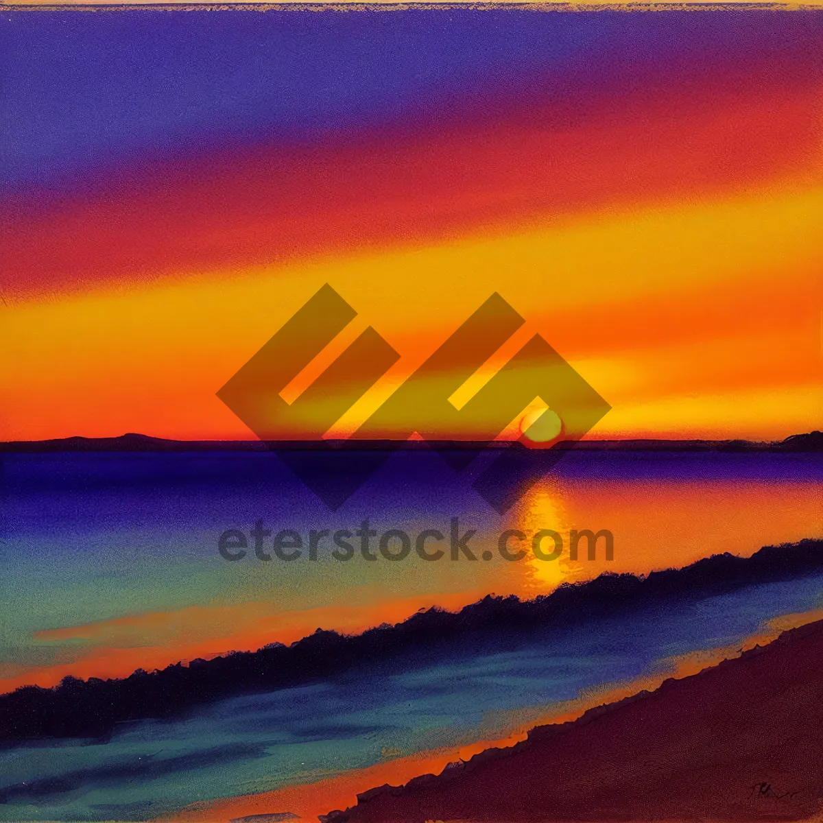 Picture of Serene Sunset Reflection on Calm Ocean