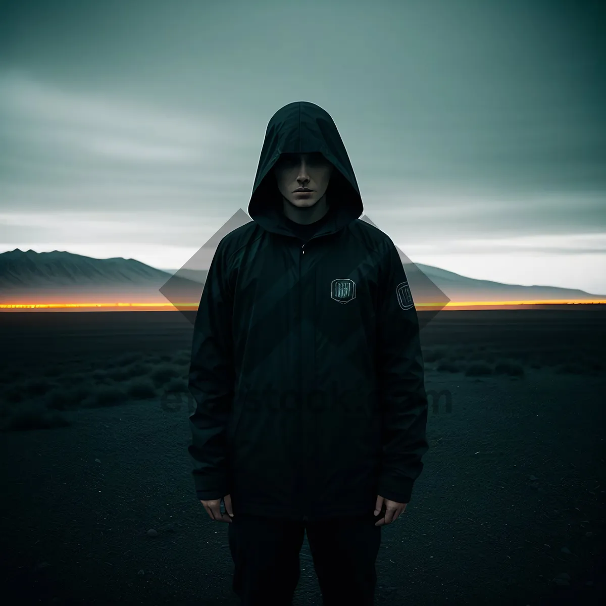 Picture of Man in Summer Sunset Sweatshirt on Beach