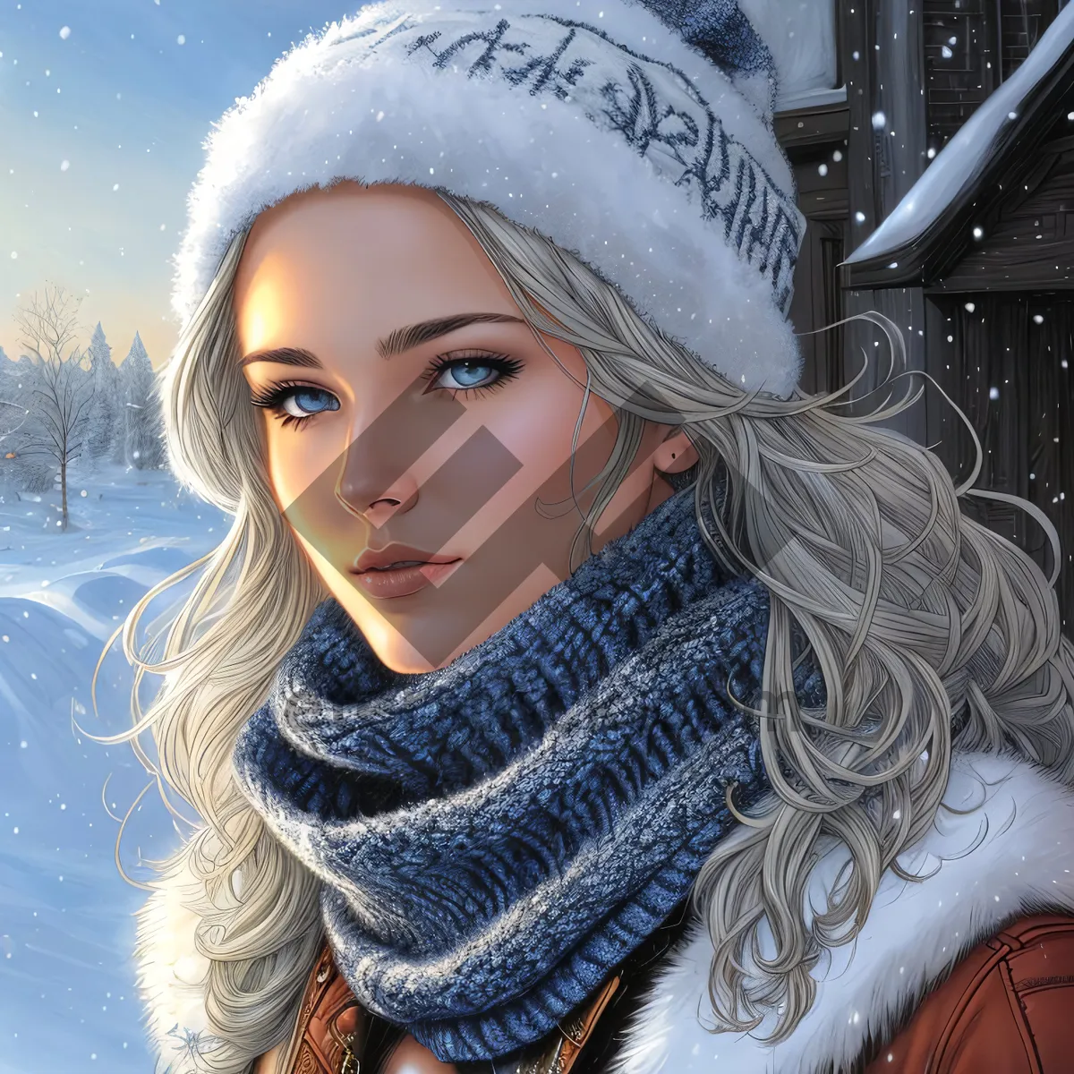 Picture of Cheerful Winter Lady with Pretty Smile