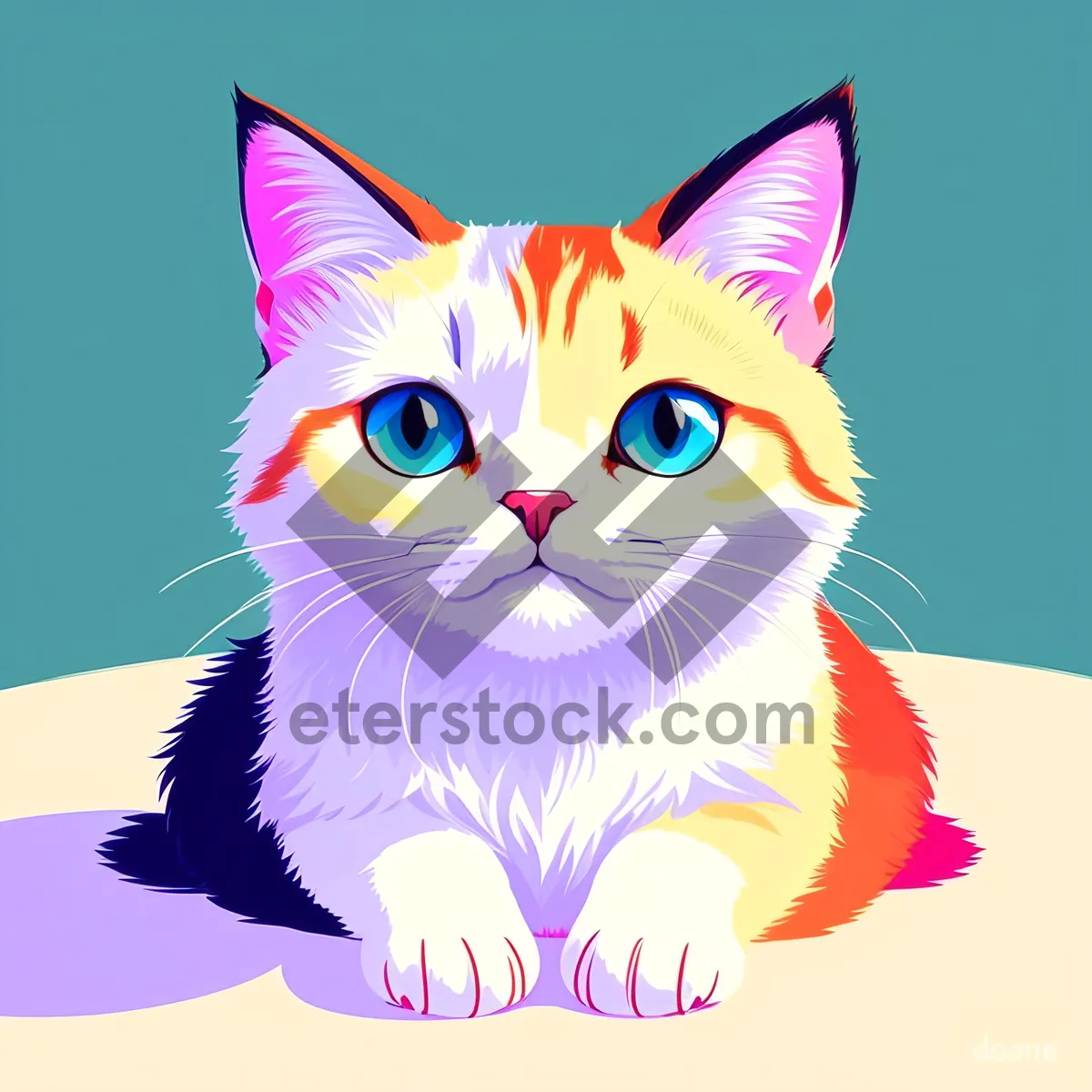 Picture of Cute Cartoon Kitty Art - Fun Character Drawing