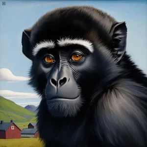 Wild Primate with Black Fur in Safari