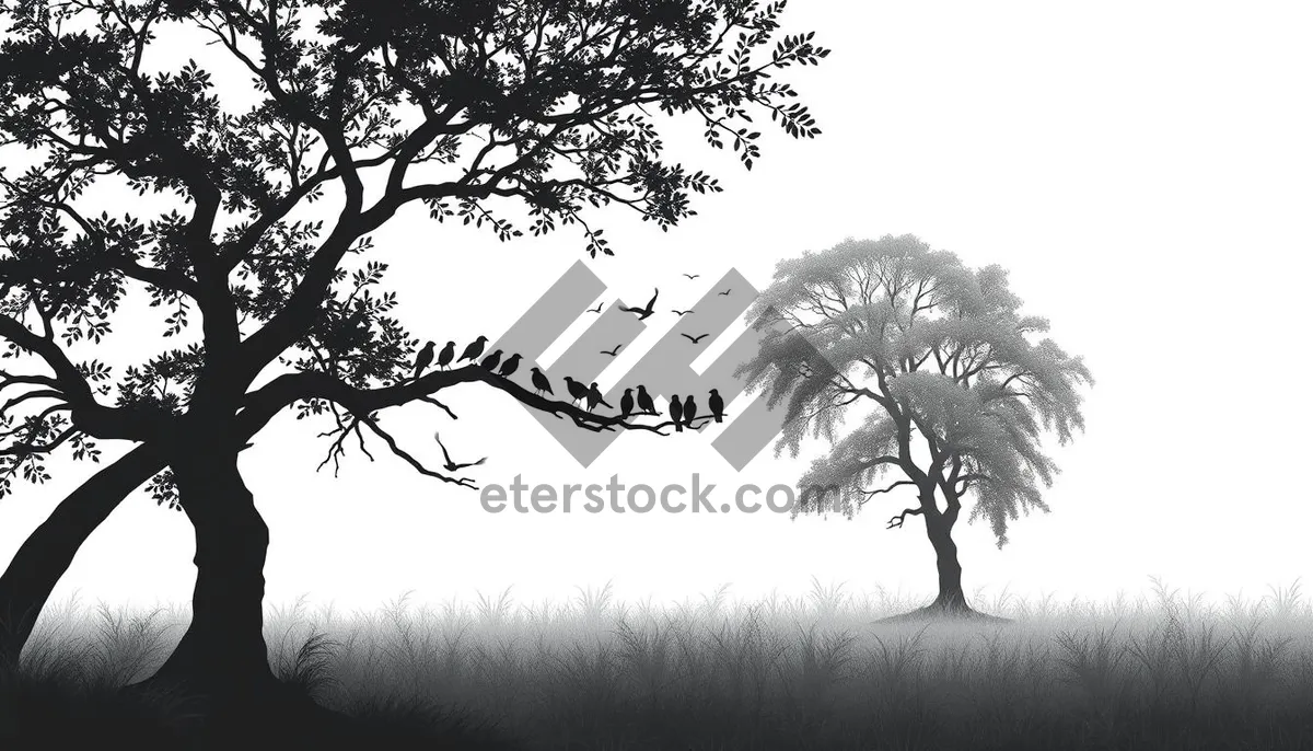 Picture of Winter Evergreen Border Frame Art Silhouette.