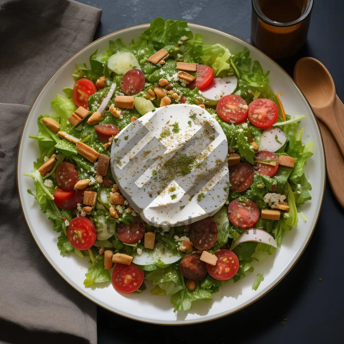 Picture of Delicious Gourmet Plate with Fresh Vegetables and Cheese