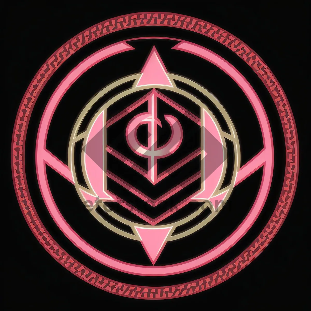 Picture of Golden Floral Heraldry Banner Icon