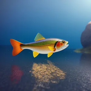 Tropical Reef Snapper Swimming in Aquarium