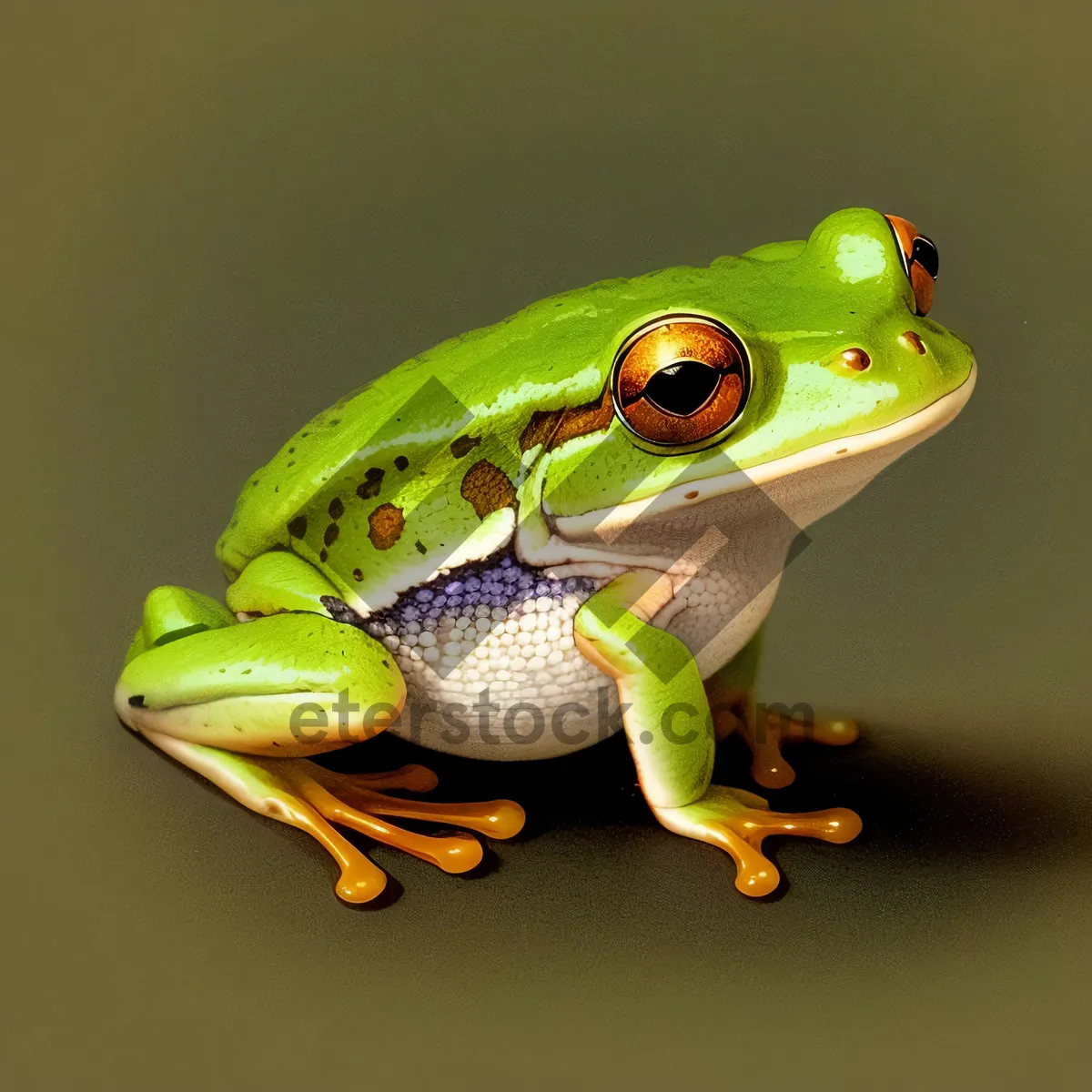 Picture of Vibrant-eyed Tree Frog Peeping from Leaf