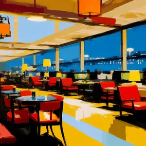 Modern Interior of a Restaurant Cafeteria