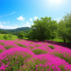 Colorful Phlox Flowers in Spring Meadow