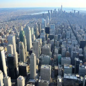 Urban Skyline at Sunset: Modern Financial District