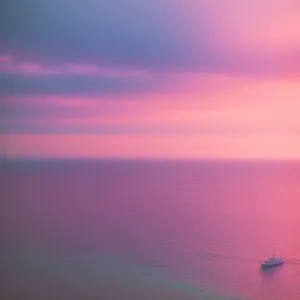 Golden Horizon over Oceanic Seascape: A Vibrant Sunset by the Beach