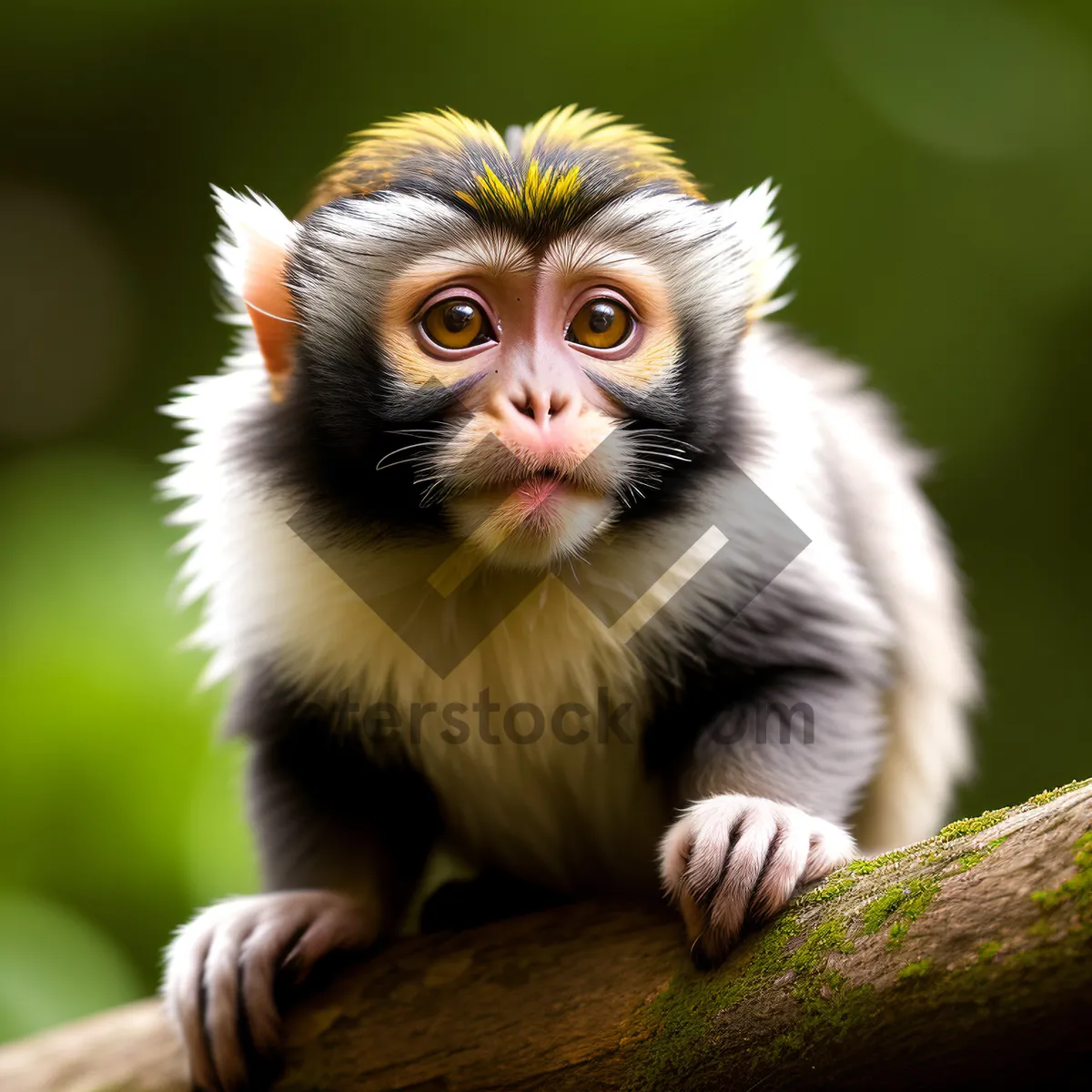 Picture of Cute Baby Monkey Hanging from Tree in Jungle