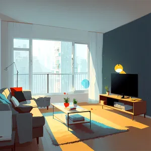 Modern Luxury Interior with Wood Furniture in a Cozy Living Room Setting.