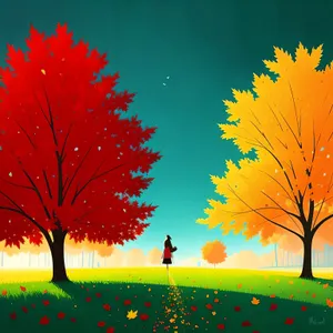 Vibrant Autumn Maple Art Silhouette