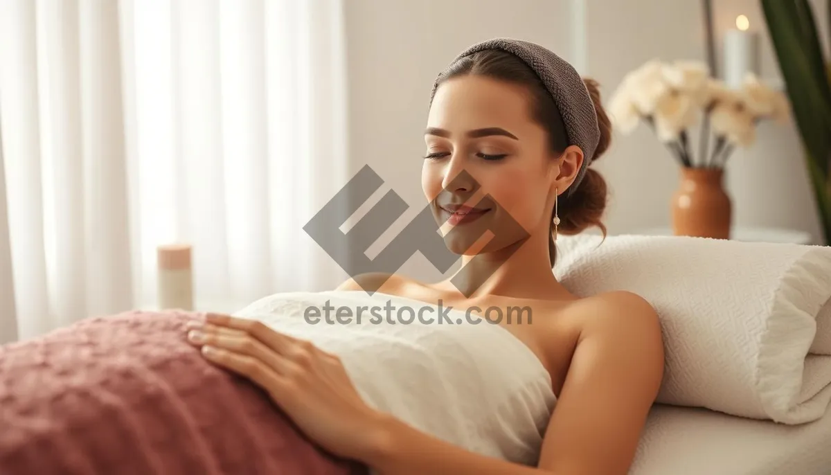 Picture of Attractive brunette lady with a happy smile