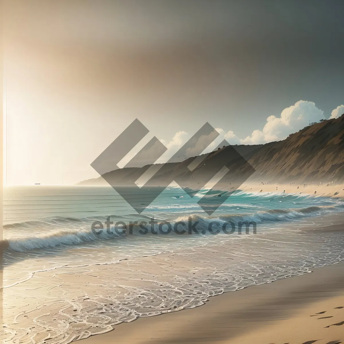 Picture of Serene Coastal Escape: Turquoise Waves, Sunny Shoreline