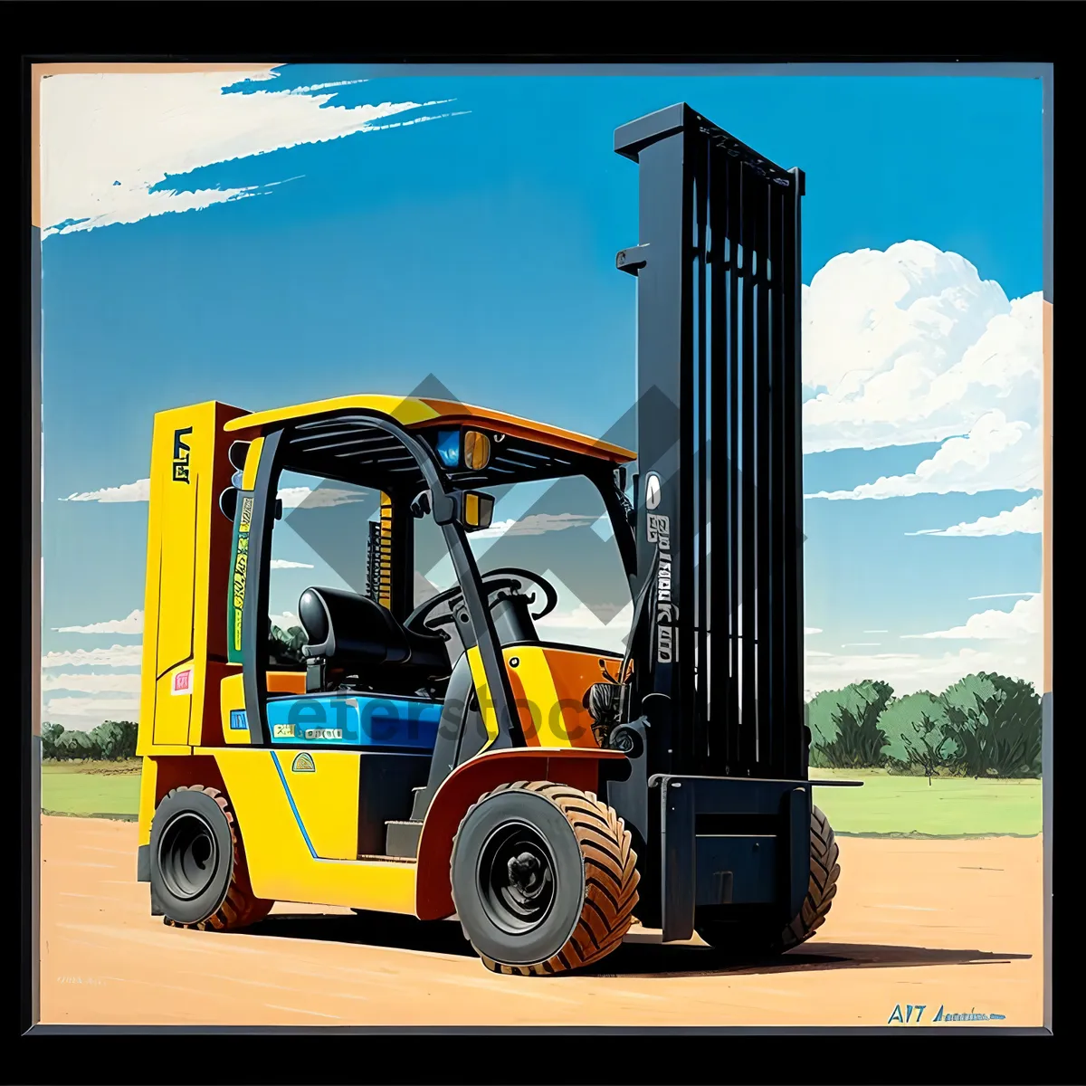 Picture of Powerful Yellow Forklift Loader at Industrial Site