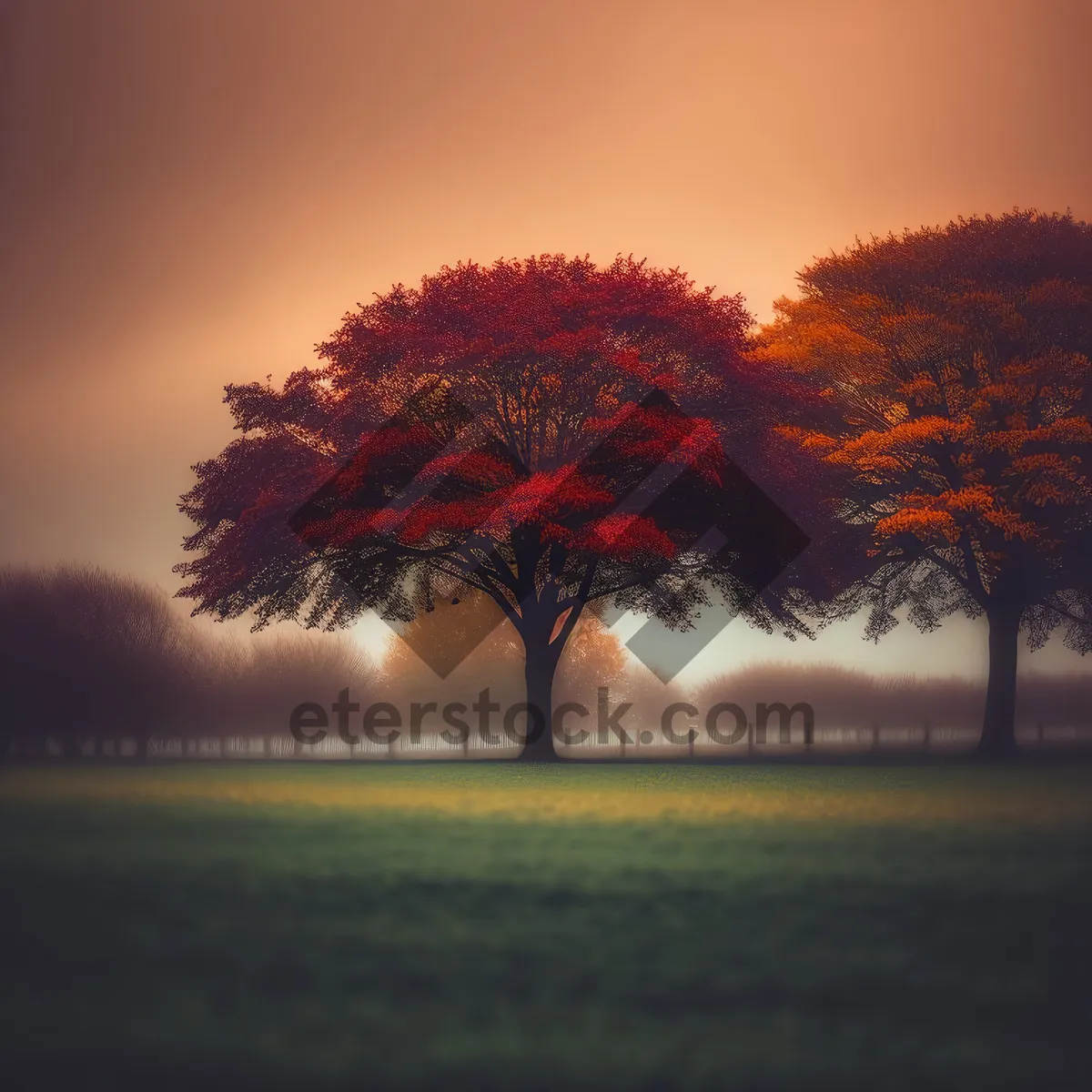 Picture of Serenity in the Savanna: Sunset over Rural Landscape