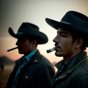 Stylish Cowboy Hat - Portrait of a Handsome Male Cowboy