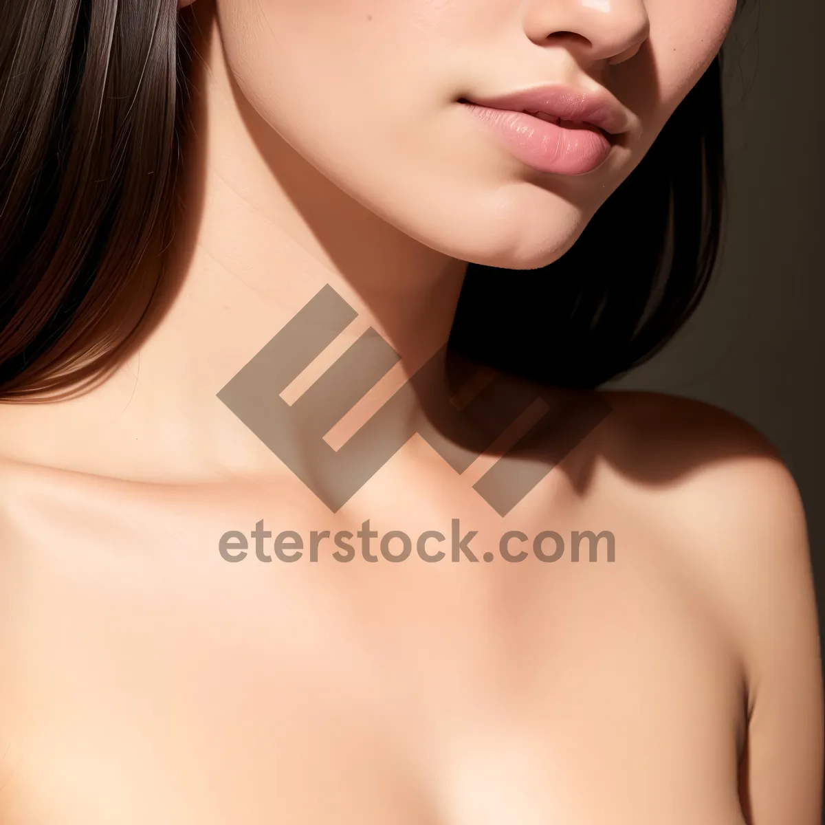 Picture of Beautiful Brunette Portrait: Attractive Model with Healthy Skin