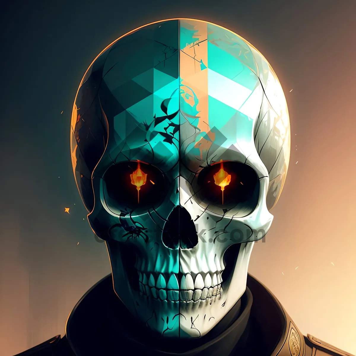 Picture of Frightening Skull Mask with Spooky Clothing