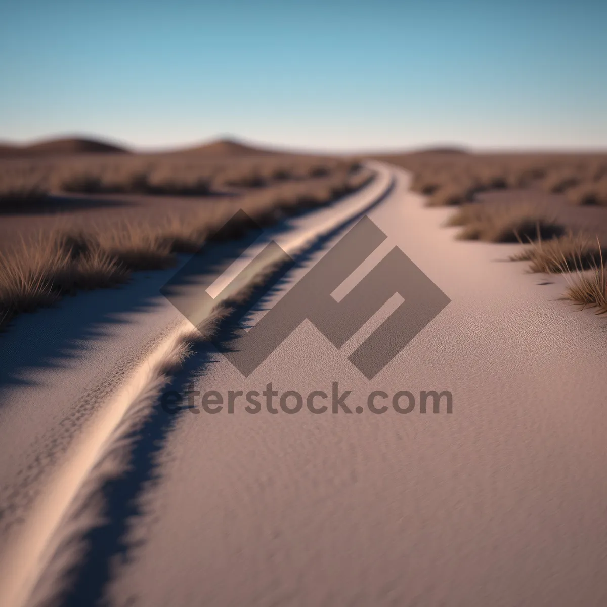 Picture of Vast Desert Valley Under the Clear Blue Sky