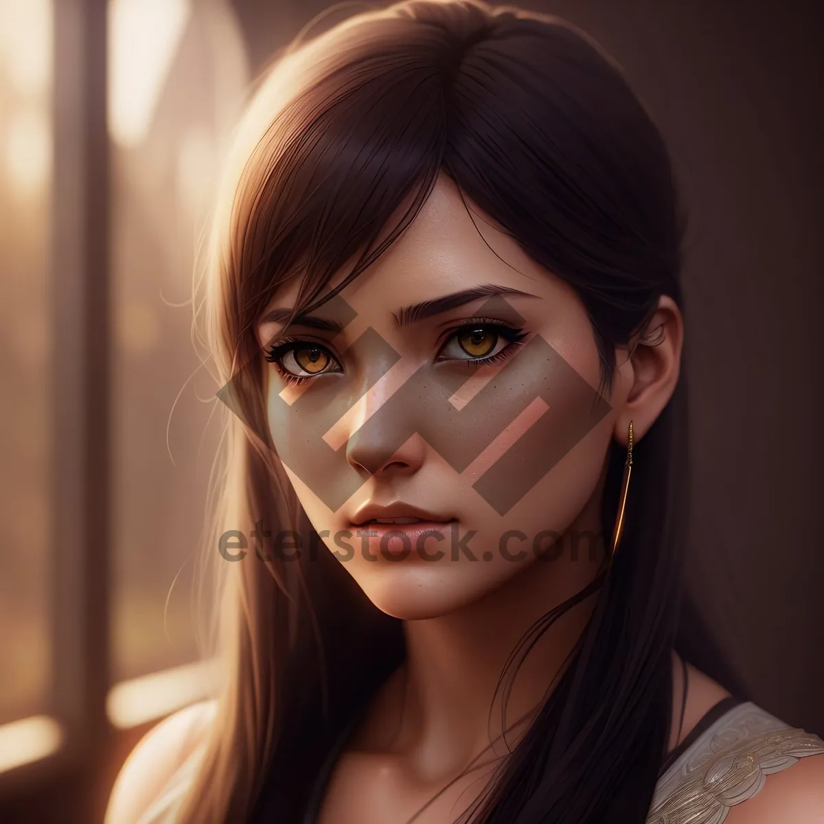 Picture of Gorgeous Brunette Lady with Sensual Lips