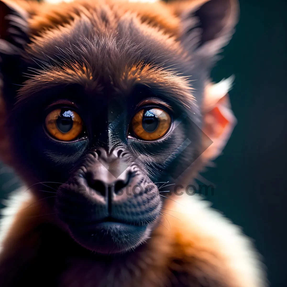Picture of Cute Orangutan Monkey Portrait in Natural Jungle