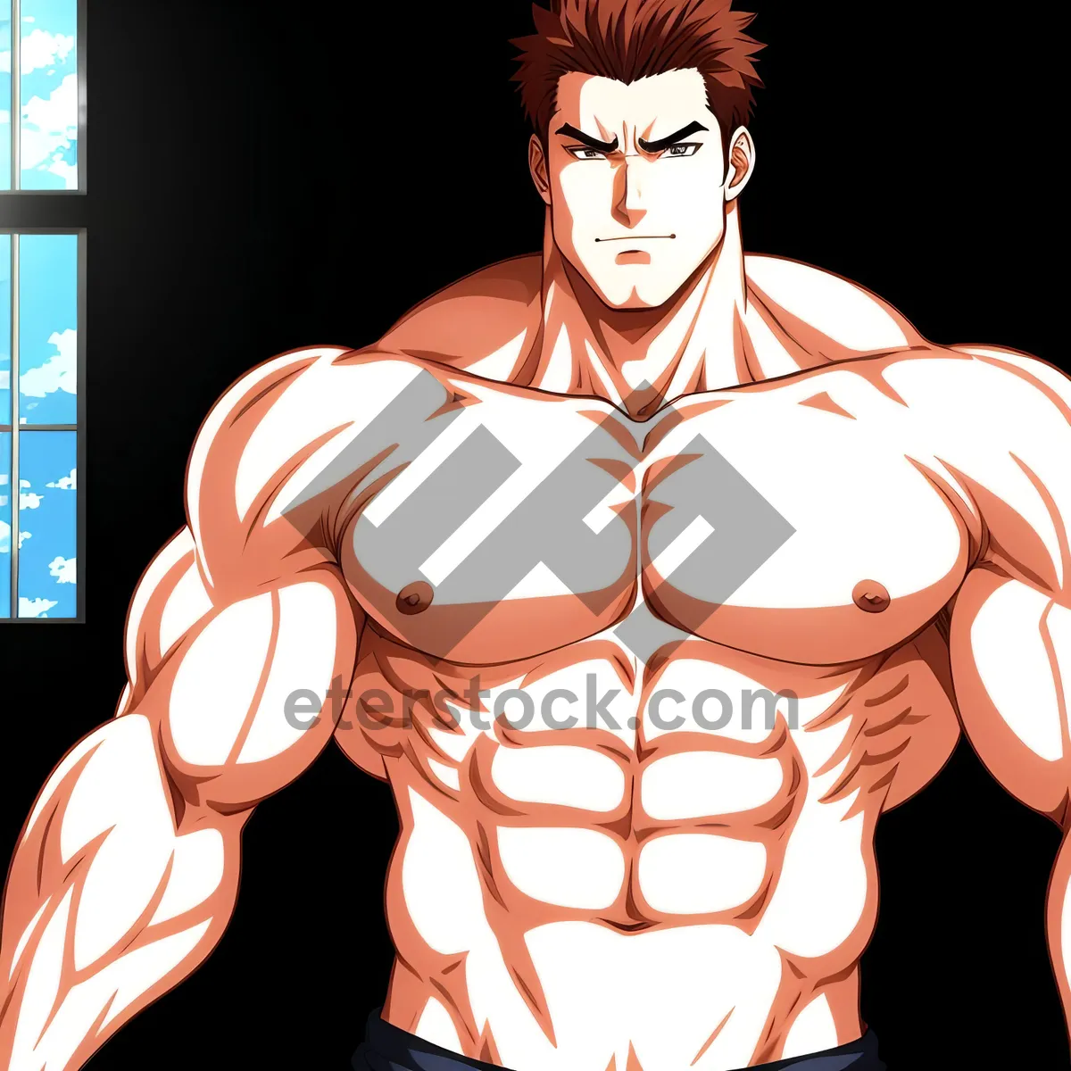 Picture of Muscular Man - Artistic Cartoon Sculpture