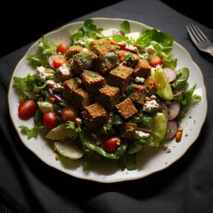 Fresh Salad with Grilled Vegetables and Beans