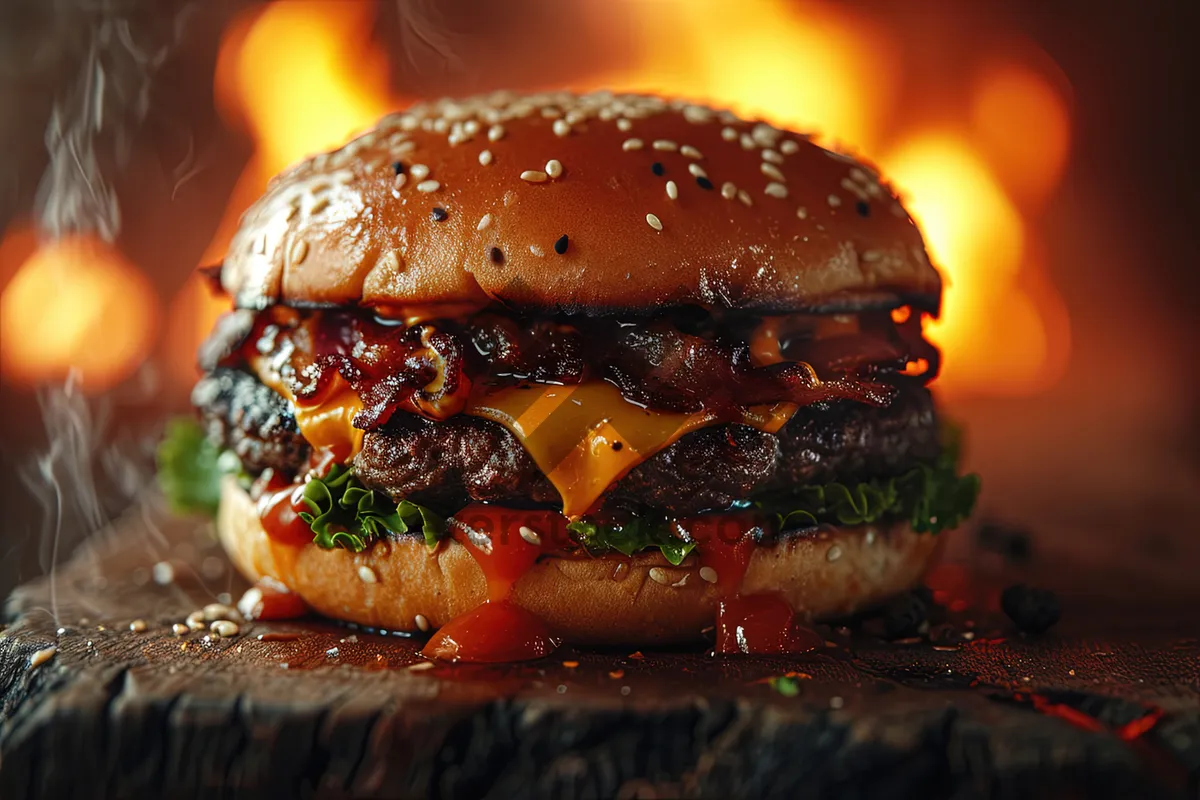 Picture of Grilled Cheeseburger with Lettuce and Tomato