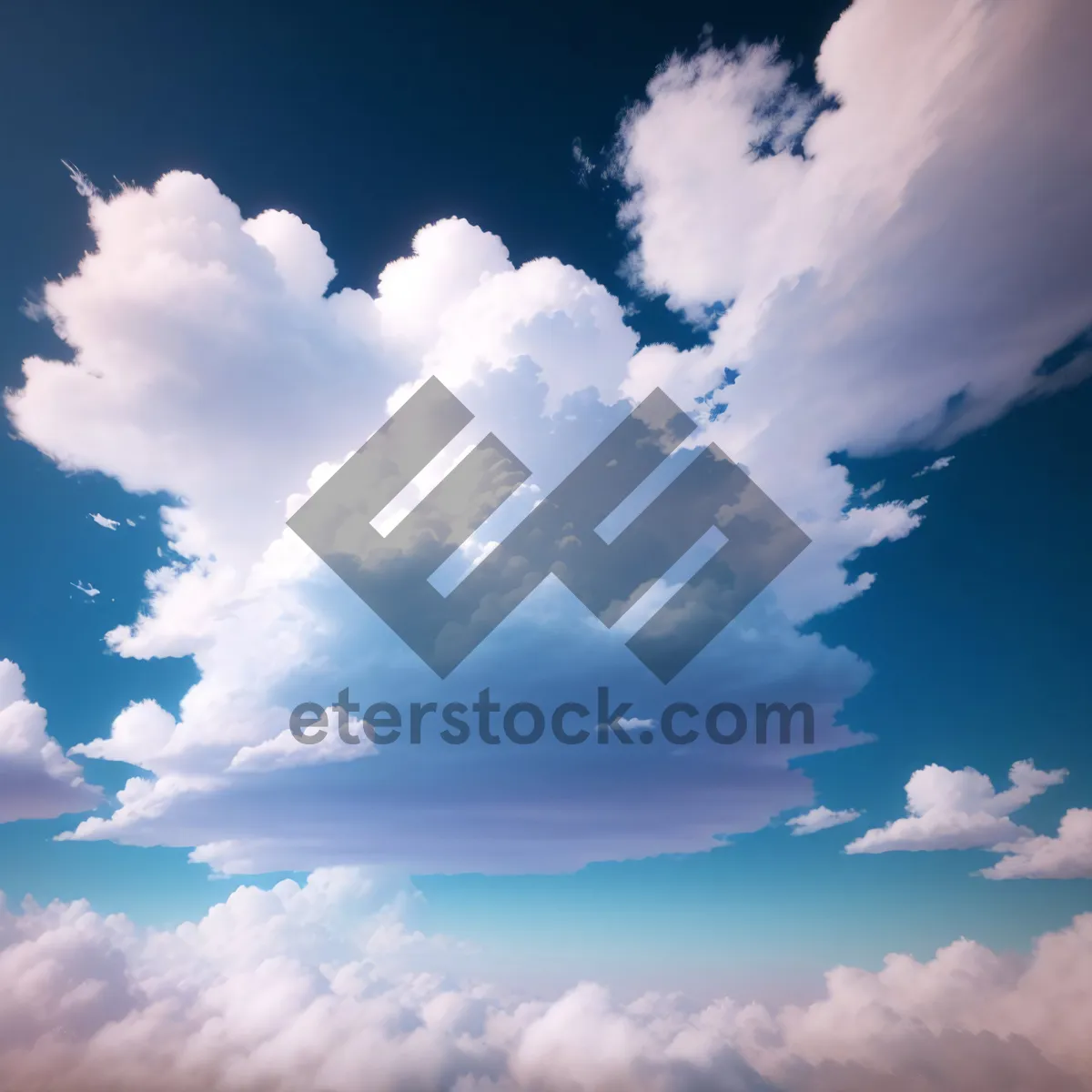 Picture of Vibrant Summer Sky with Fluffy Clouds