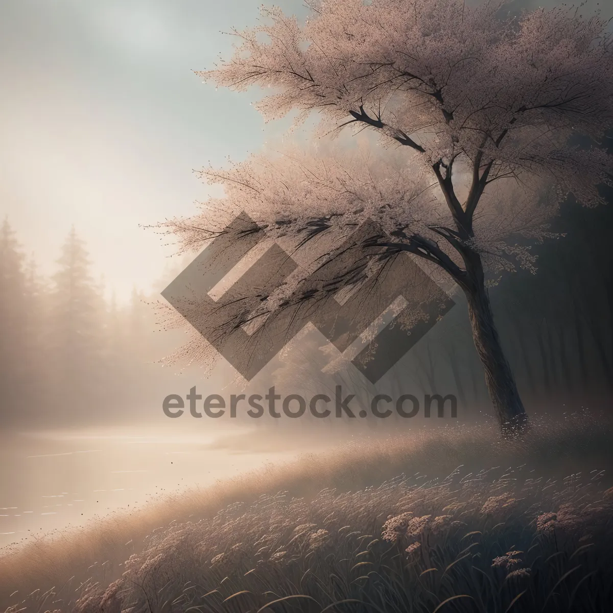 Picture of Golden Horizon: Tranquil Sunset over Rustic Countryside