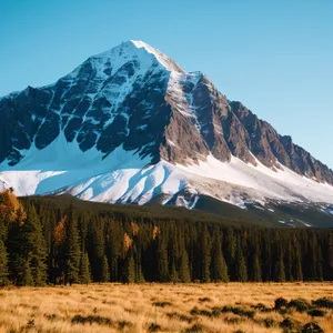 Majestic Snow-Capped Mountain Range Amidst Serene Wilderness