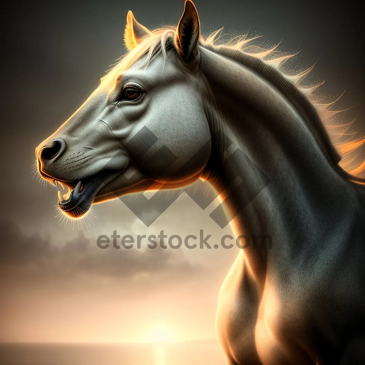 Picture of Majestic Black Stallion Portrait