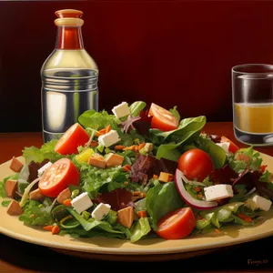 Fresh Vegetable Salad with Tangy Tomato and Pepper Sauce