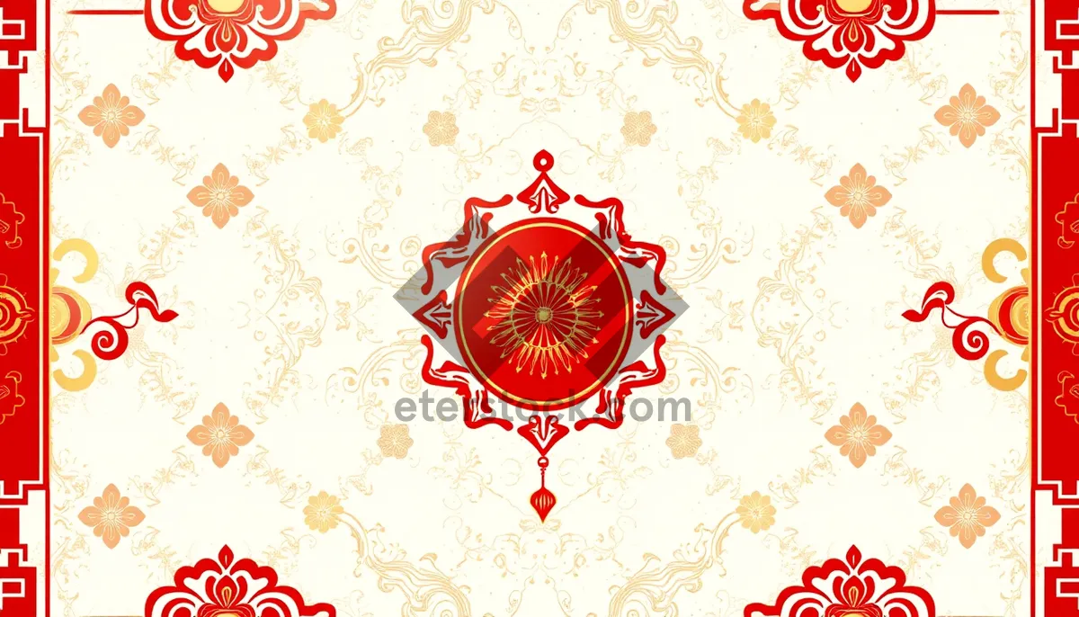 Picture of Vintage floral arabesque wallpaper border with retro design.