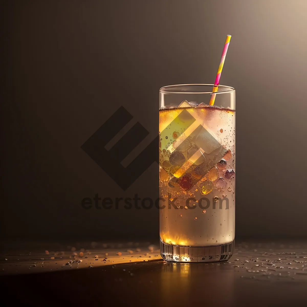 Picture of Refreshing Tropical Vodka Cocktail with Fresh Fruit and Ice