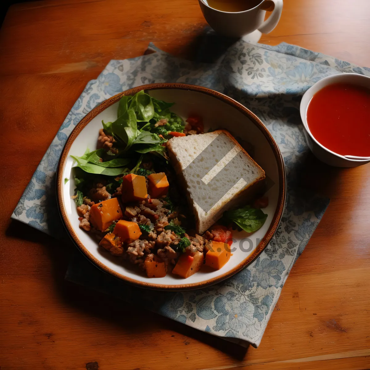 Picture of Healthy gourmet salad with fresh vegetables and meat