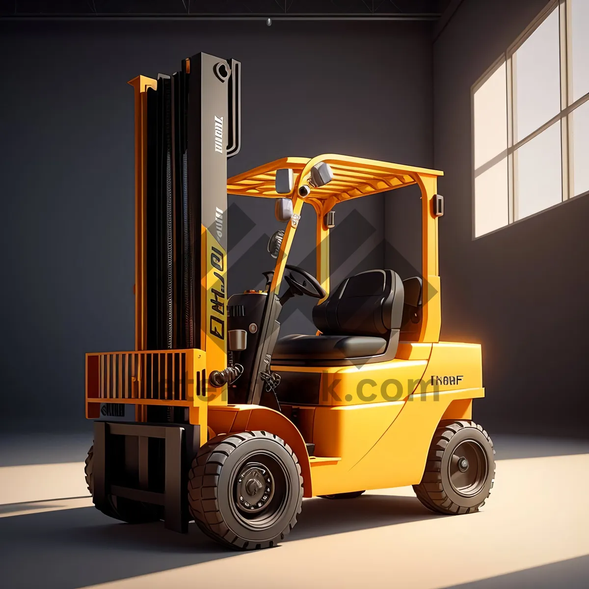 Picture of Yellow Hydraulic Forklift on Industrial Worksite