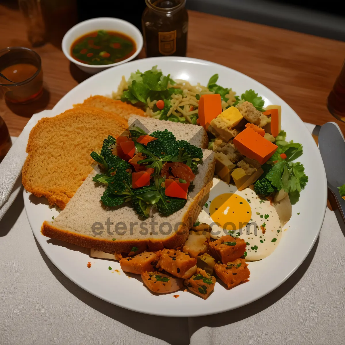 Picture of Fresh and Healthy Vegetable Salad with Grilled Fish