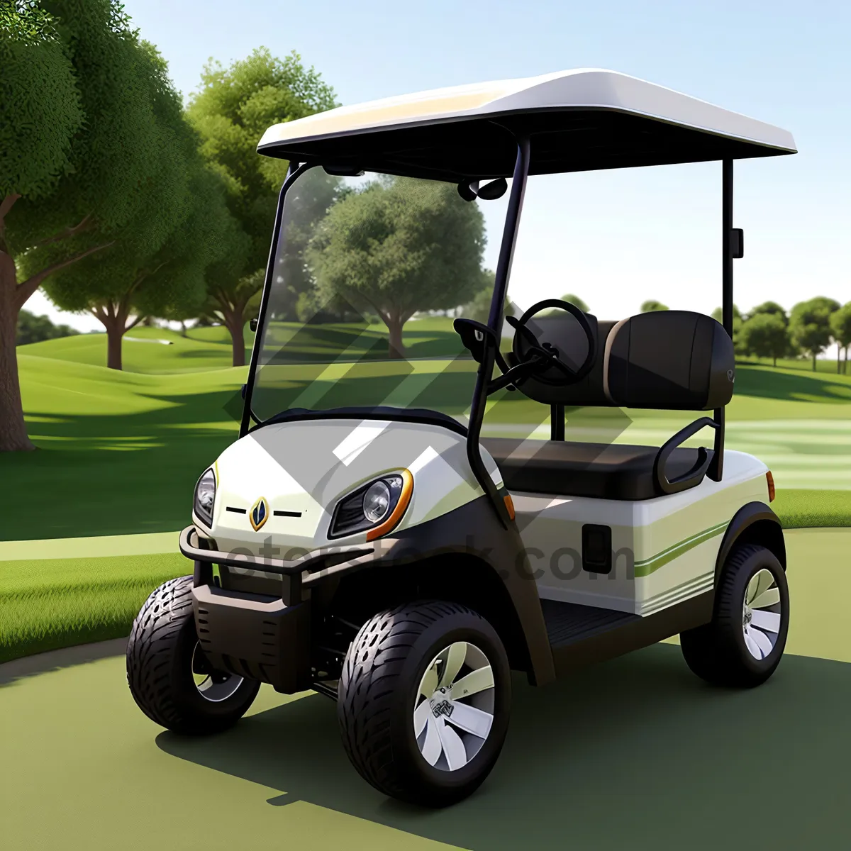 Picture of Golf Cart on Green Course