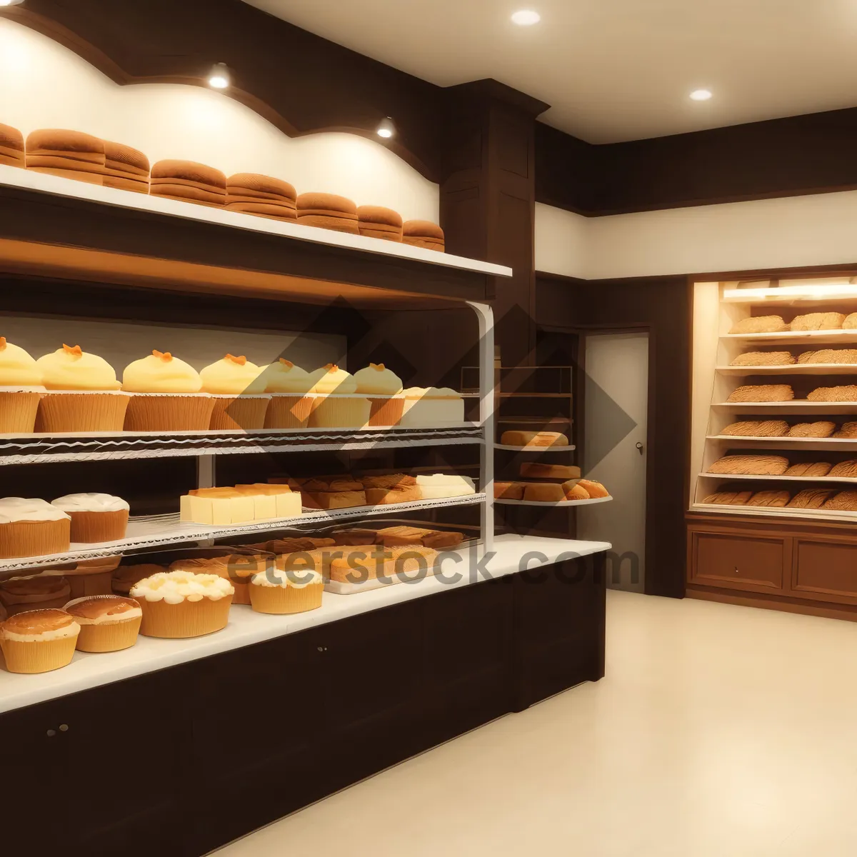 Picture of Modern Kitchen Counter in a Bakery Shop