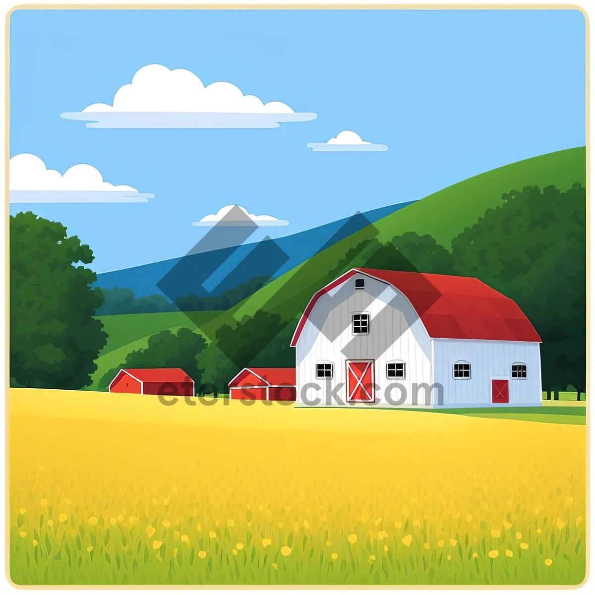 Picture of Serene Countryside Barn amidst Lush Green Fields