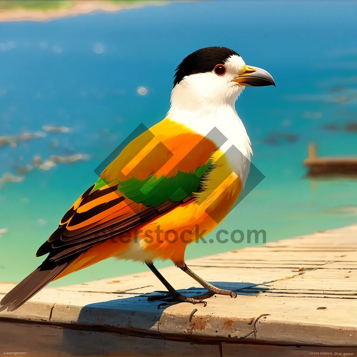 Picture of Vibrant Macaw perched on tropical tree branch