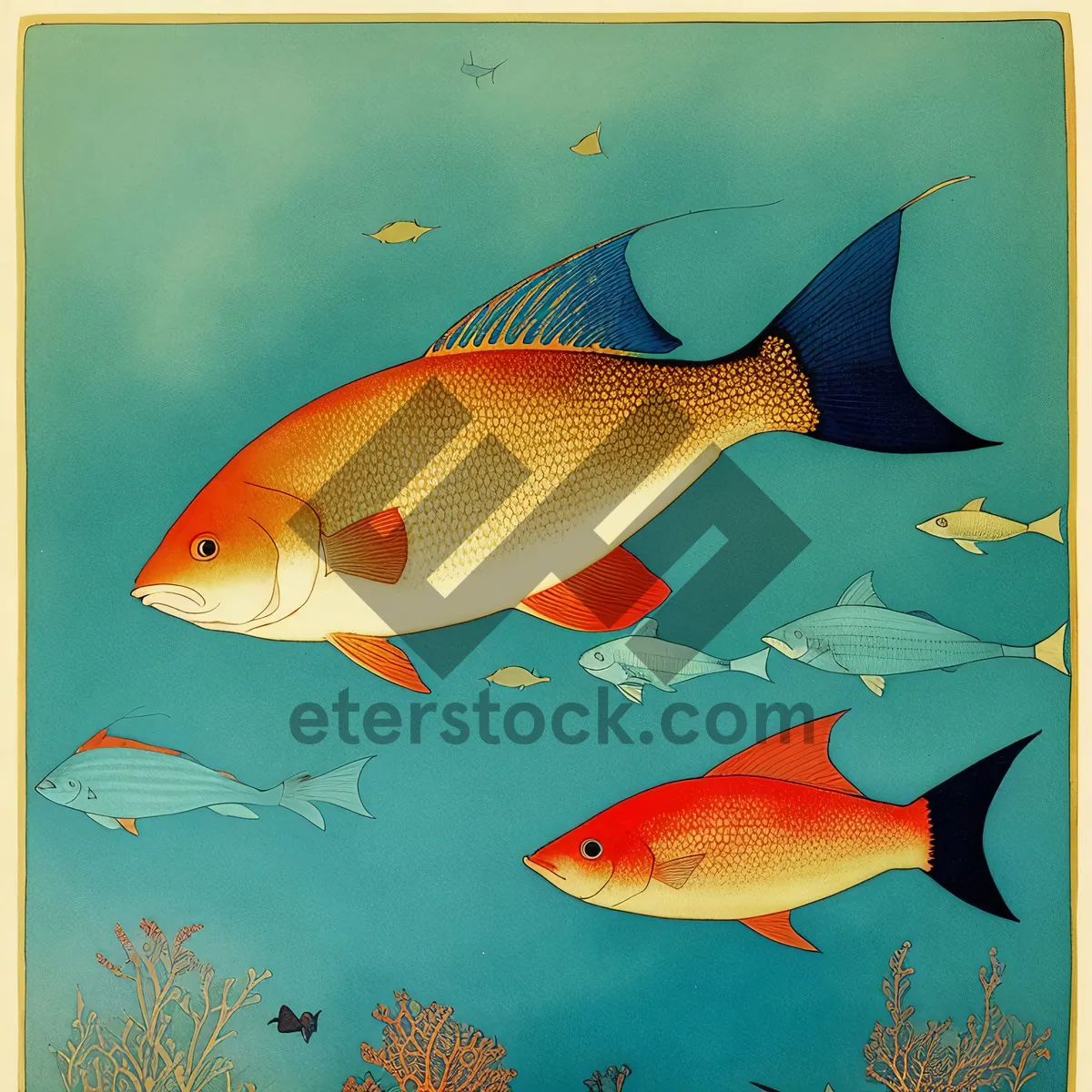 Picture of Colorful Goldfish Swimming in Aquarium